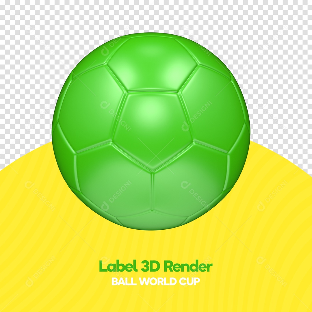 Bola de Futebol Verde Elemento 3D para Composição PSD