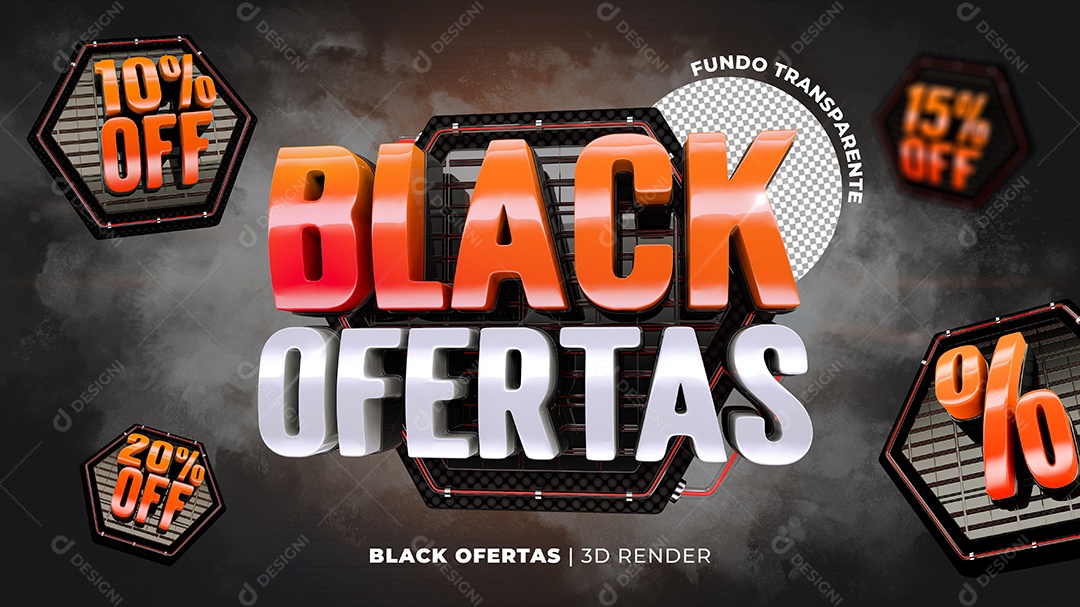 Selo 3D Black Ofertas Venha Conferir PSD