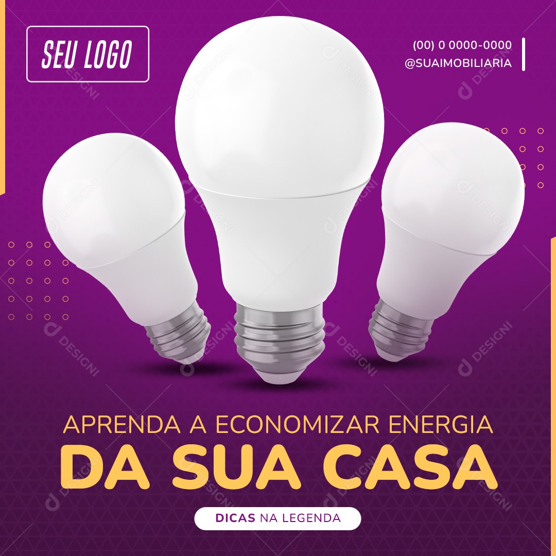 Social Media Energia Aprenda a Economizar Energia PSD Editável