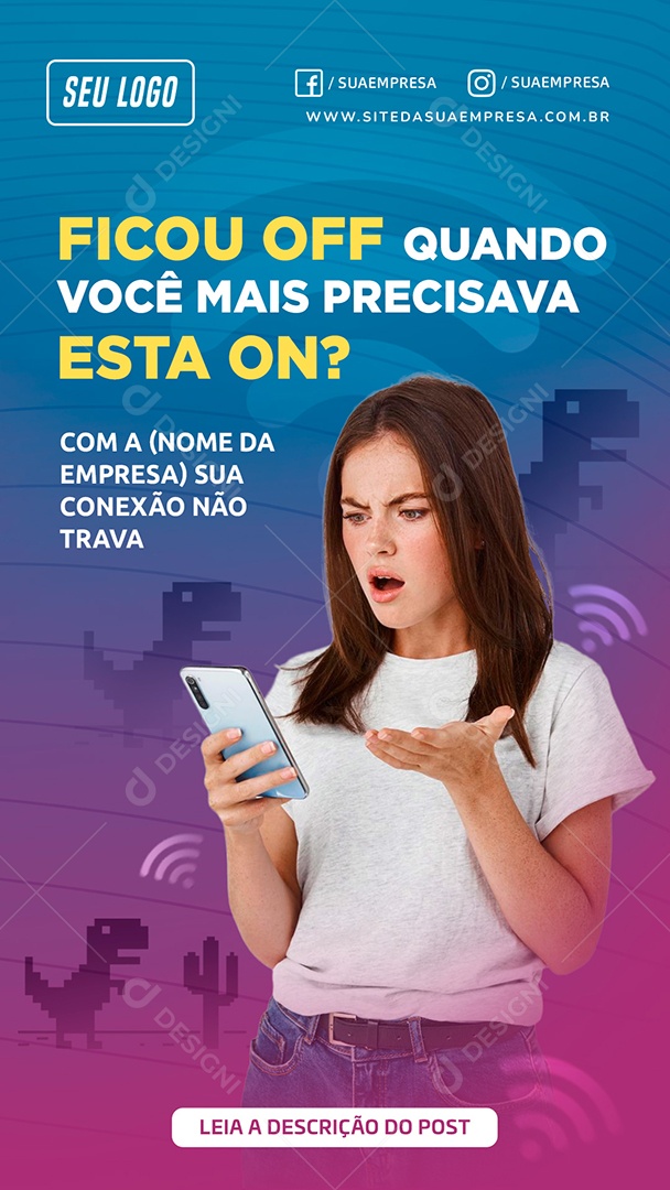 Social Media Provedor de Internet Ficou Off Quando Você Mais Precisava PSD Editável