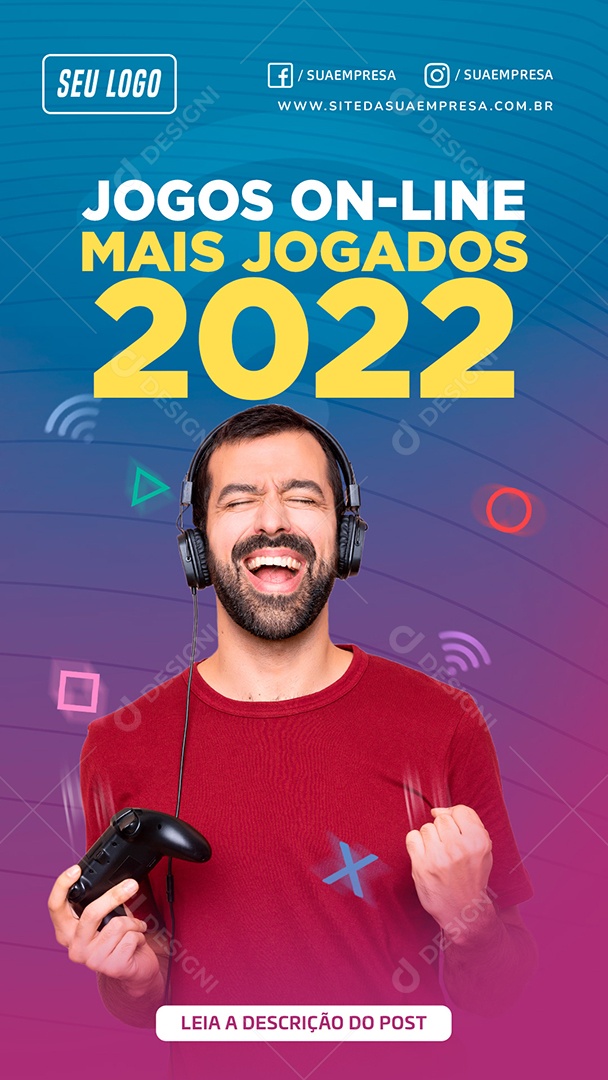 Social Media Provedor de Internet Jogos Online Mais Jogados 2022 PSD Editável