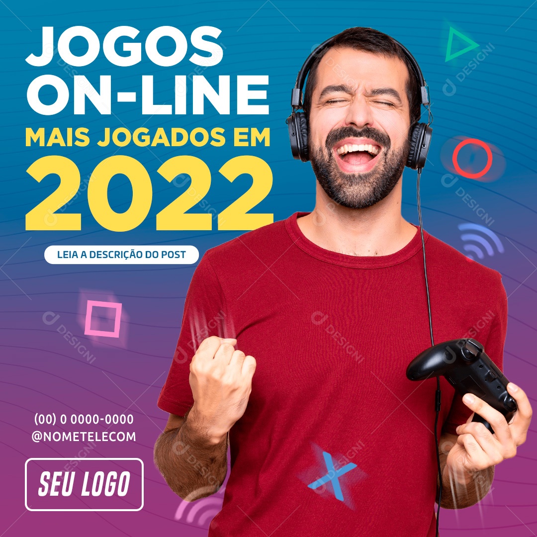 Social Media Provedor de Internet Jogos Online Mais Jogados 2022 PSD Editável