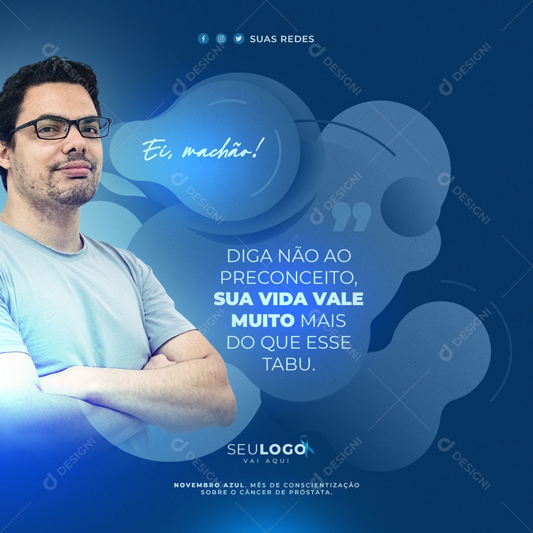 Cuide da sua Saúde Previna Se Novembro Azul Social Media PSD Editável