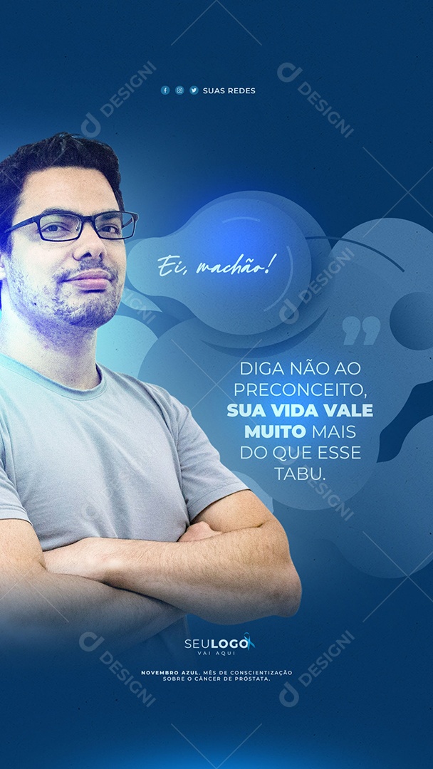 Take Care of Your Health Prevent If November Blue Social Media Editable PSD