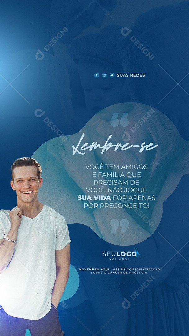 Cuide da sua Saúde Previna Se Novembro Azul Social Media PSD Editável