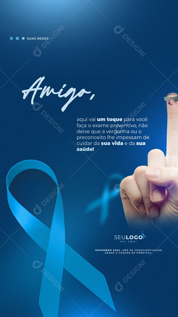 Cuide da sua Saúde Previna Se Novembro Azul Social Media PSD Editável
