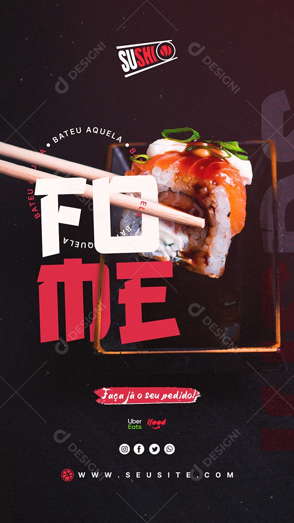 Bateu a Fome Peça Com a Gente Social Media PSD Editável