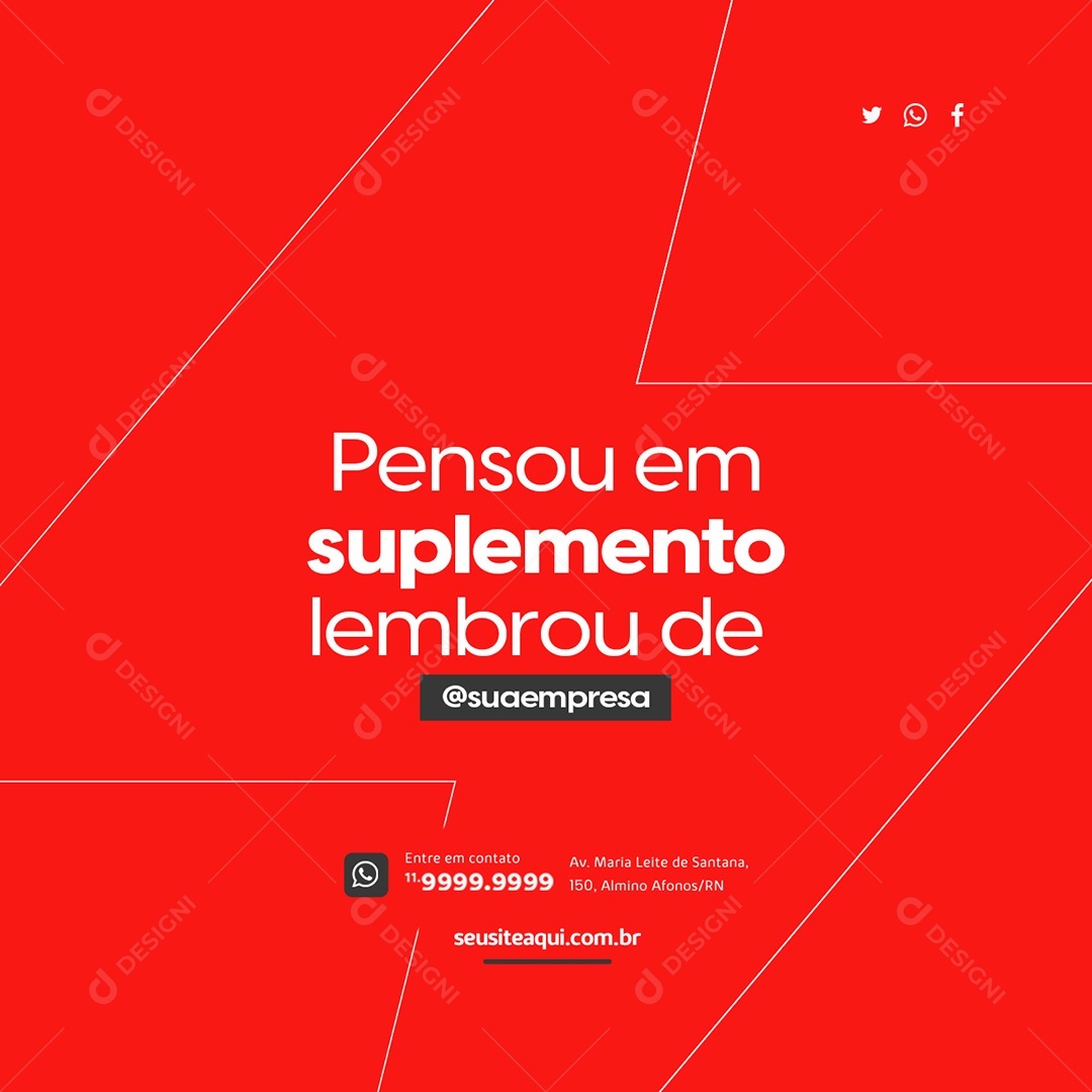 Pensou em Suplemento Lembrou de Loja de Suplementos Social Media PSD Editável