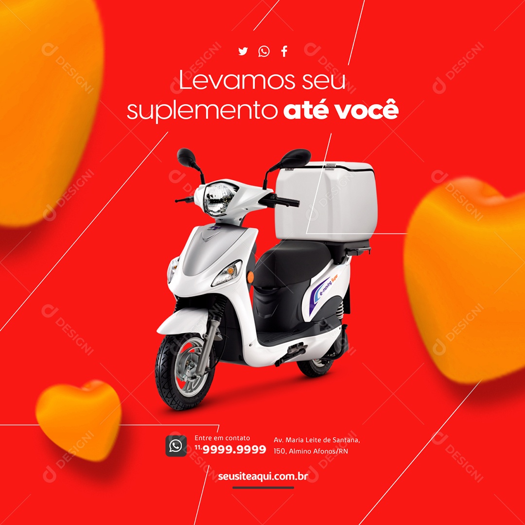 Levamos Seu Suplemento Até Você Delivery Loja de Suplementos Social Media PSD Editável
