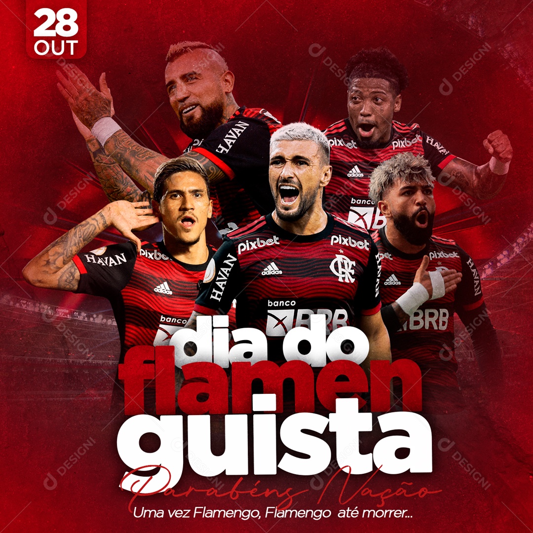 Dia Do Flamenguista 28 Outubro Data Comemorativa Social Media PSD Editável