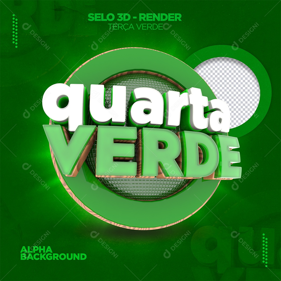 Selo 3D Para Composição Quarta Verde PSD