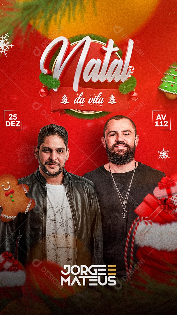 Story Natal da Vila Jorge Mateus Flyer Sertanejo Social Media PSD Editável