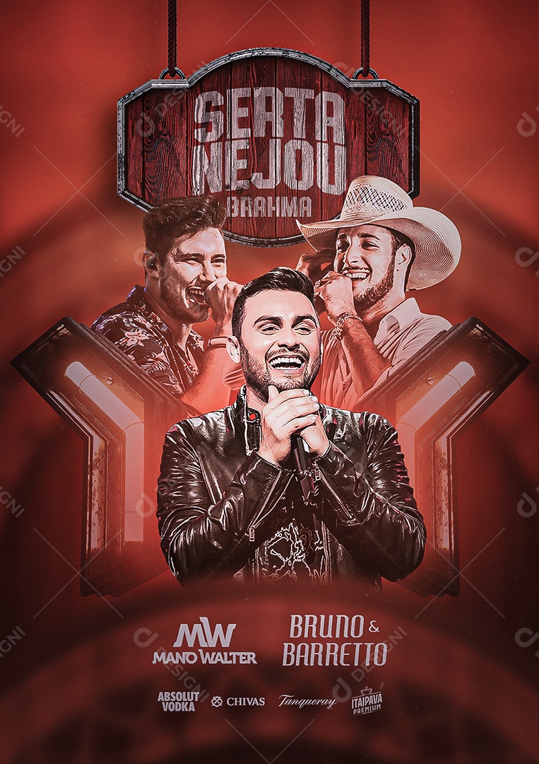 Sertanejou Brahma Mano Walter Bruno e Barreto Flyer Social Media PSD Editável