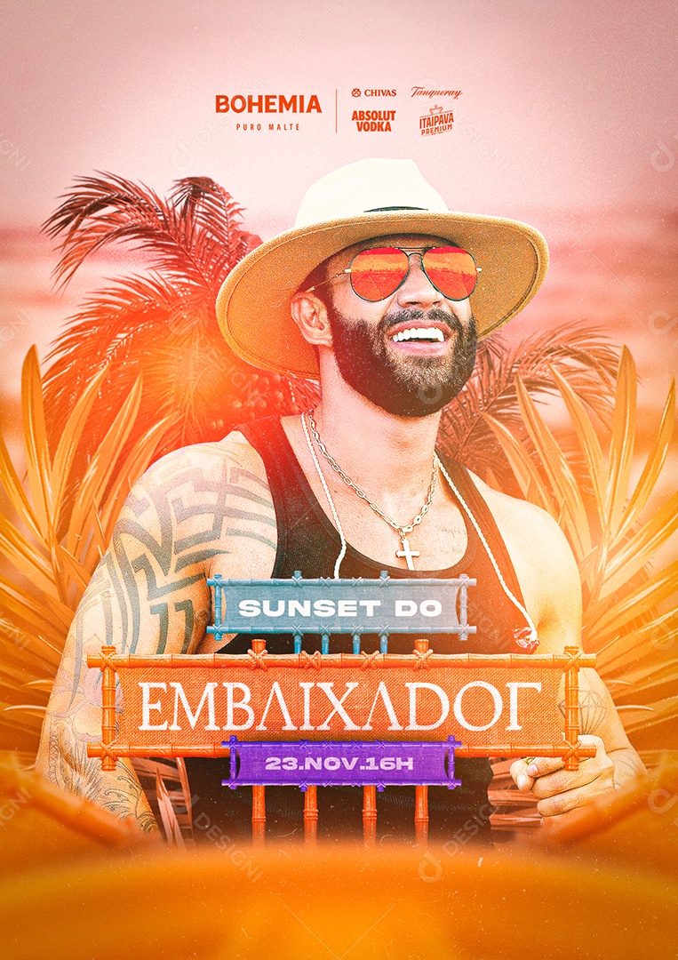 Sunset do Embaixador Flyer Gusttavo Lima Social Media PSD Editável