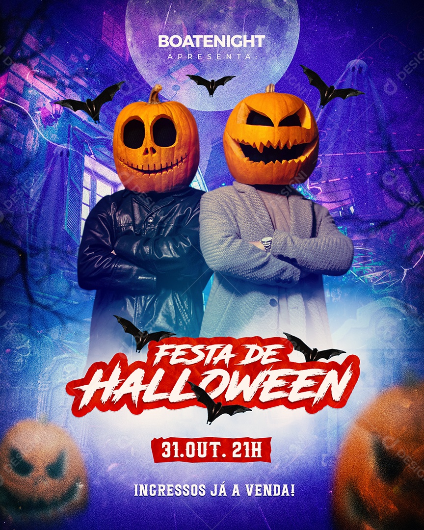 Festa de Halloween Boate Night Flyers Social Media PSD Editável
