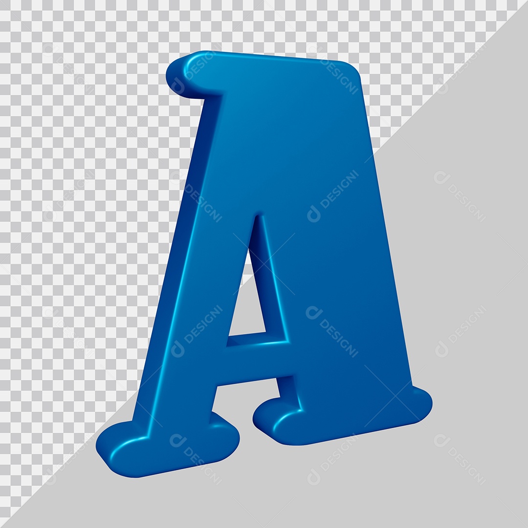 Elemento 3D Para Composição Letra A Azul PSD