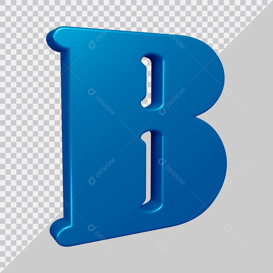 Elemento 3D Para Composição Letra B Azul PSD