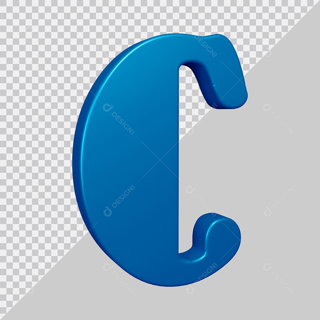 Elemento 3D Para Composição Letra C Azul PSD