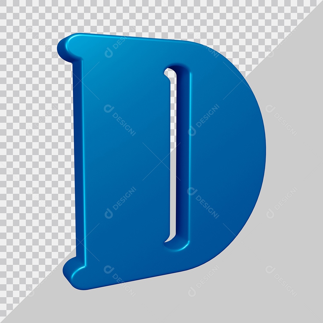 Elemento 3D Para Composição Letra D Azul PSD