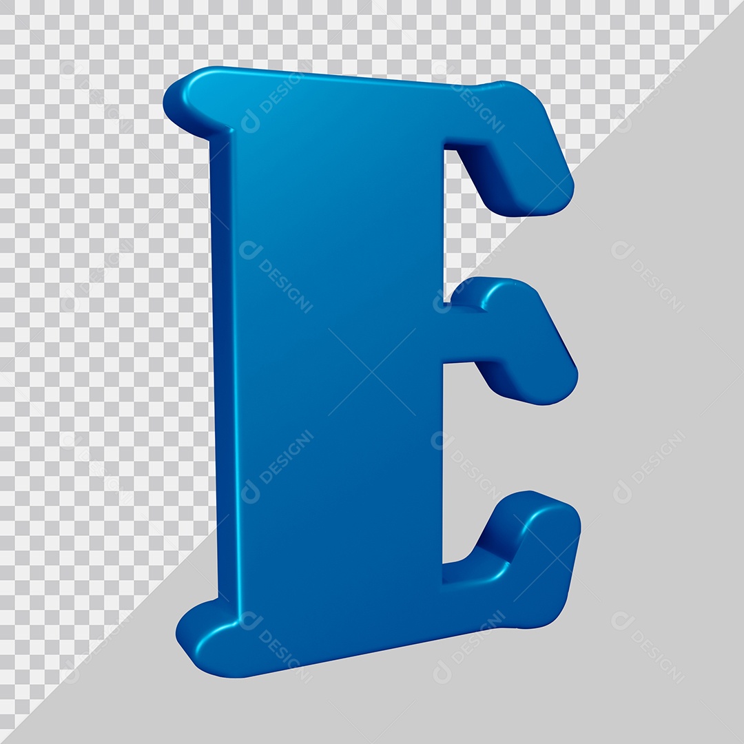 Elemento 3D Para Composição Letra E Azul PSD