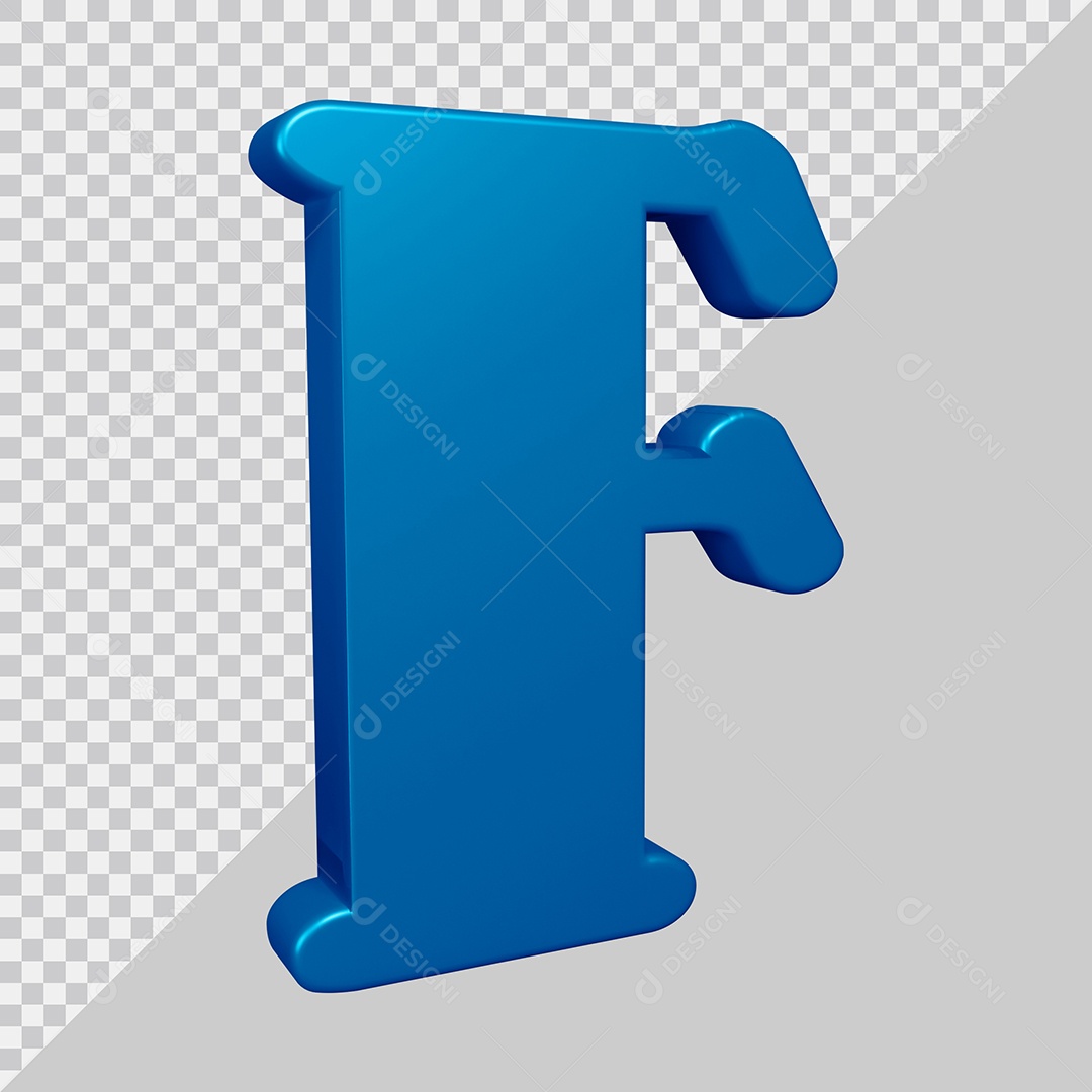 Elemento 3D Para Composição Letra F Azul PSD