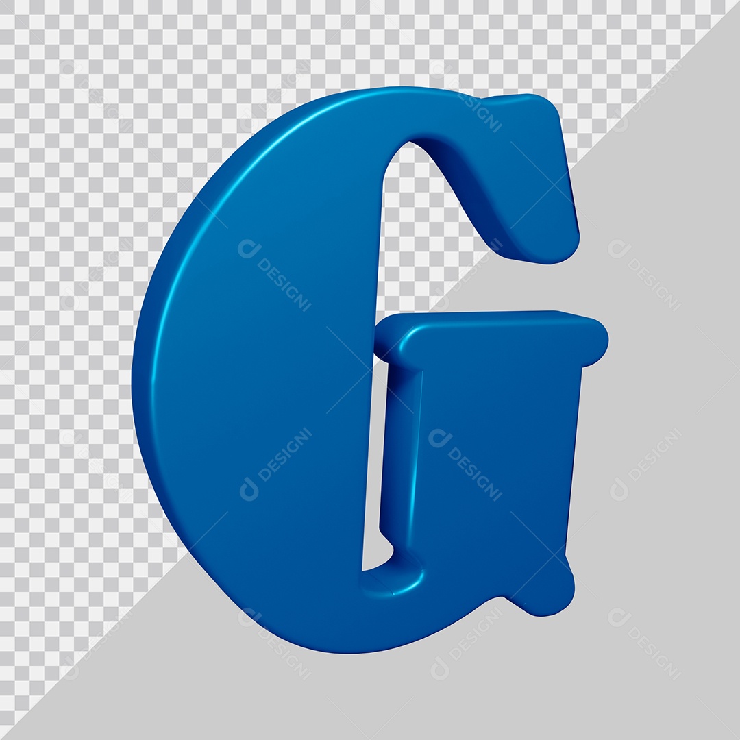 Elemento 3D Para Composição Letra G Azul PSD