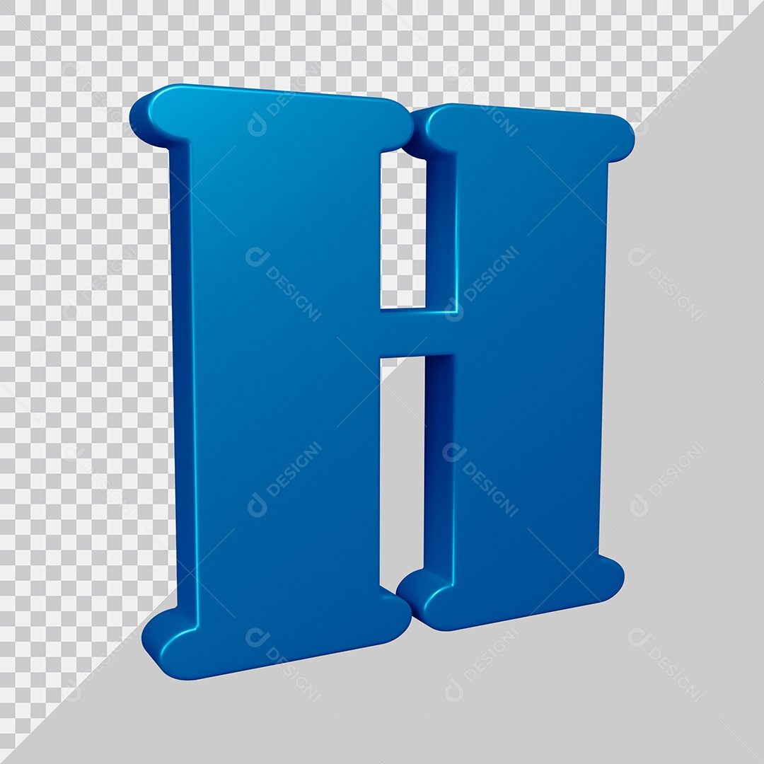 Elemento 3D Para Composição Letra H Azul PSD