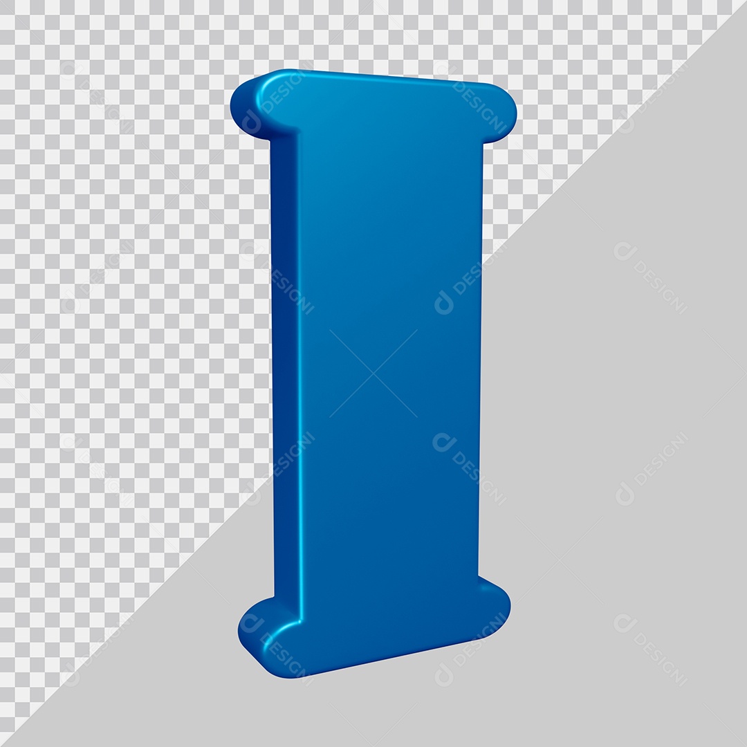 Elemento 3D Para Composição Letra I Azul PSD