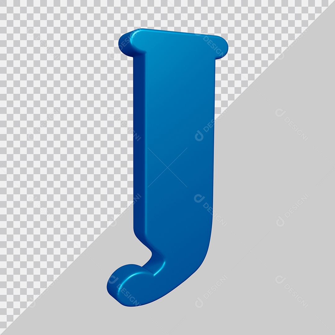 Elemento 3D Para Composição Letra J Azul PSD