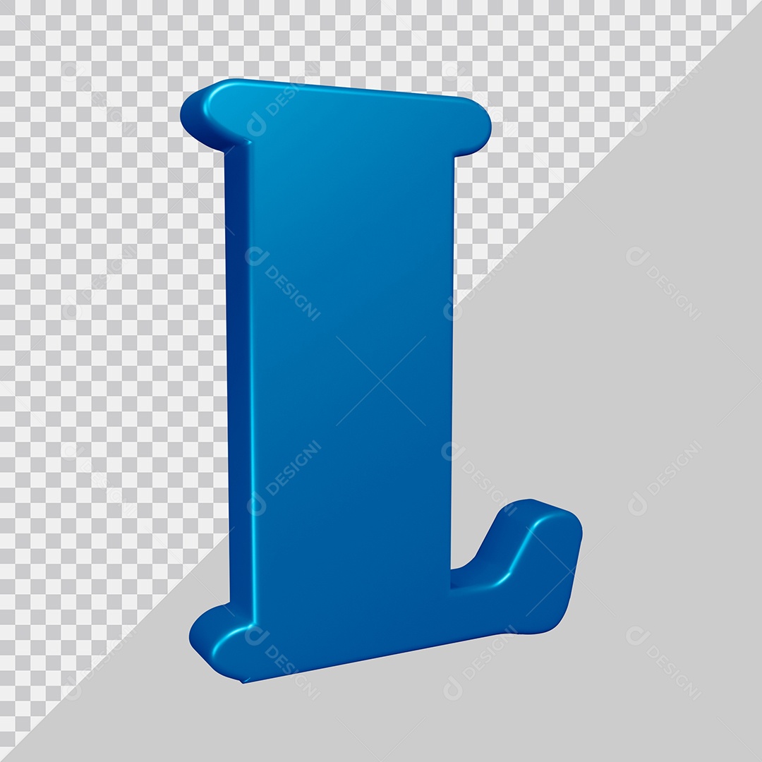 Elemento 3D Para Composição Letra L Azul PSD