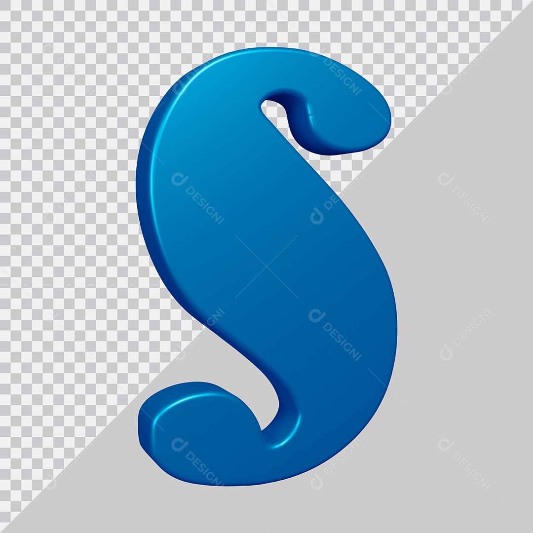 Elemento 3D Para Composição Letra S Azul PSD