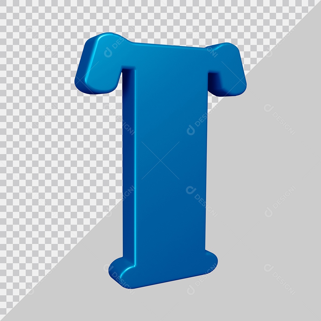 Elemento 3D Para Composição Letra T Azul PSD