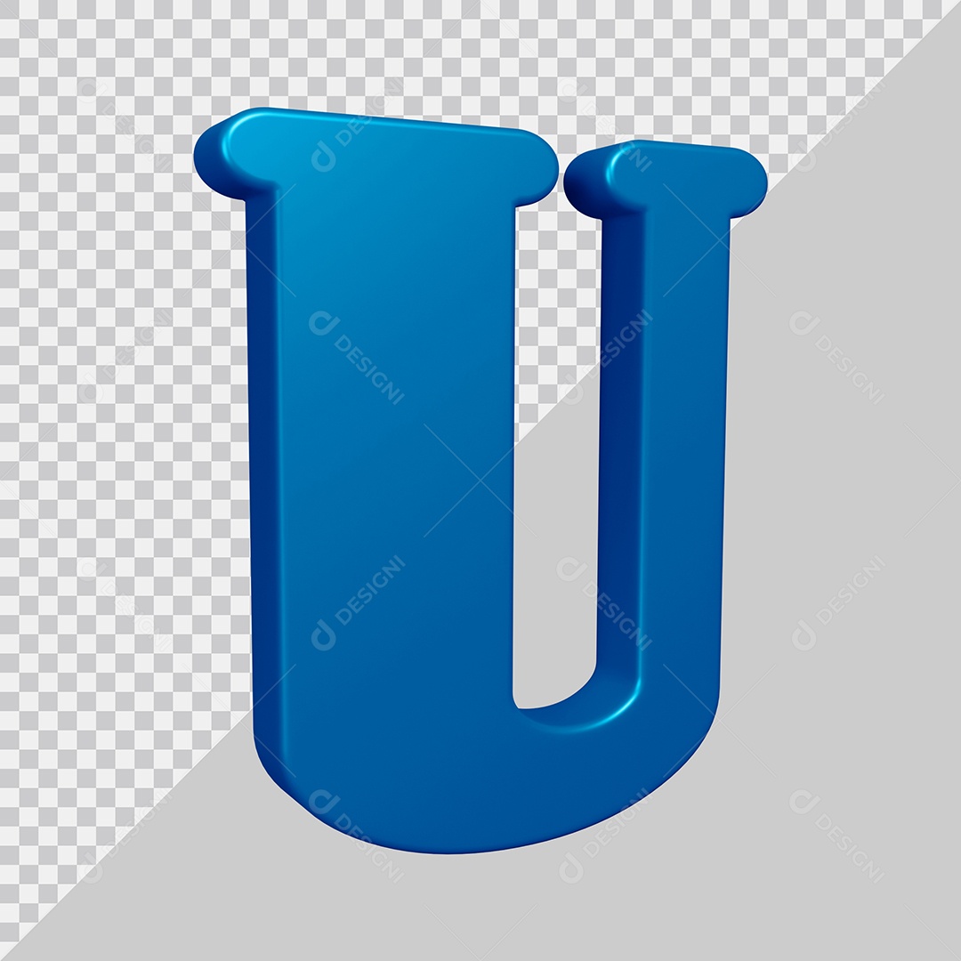 3D Element For Composition Letter U Blue PSD