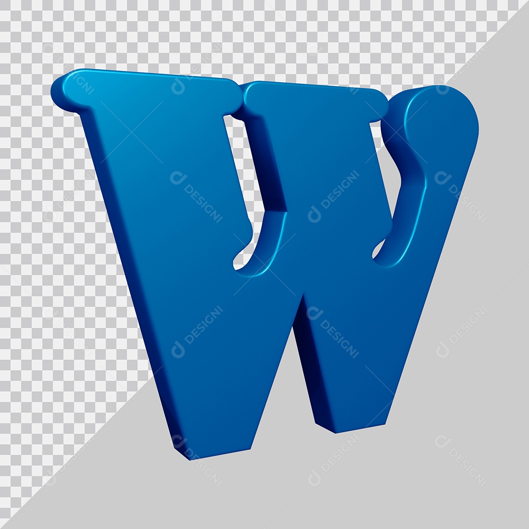 Elemento 3D Para Composição Letra W Azul PSD