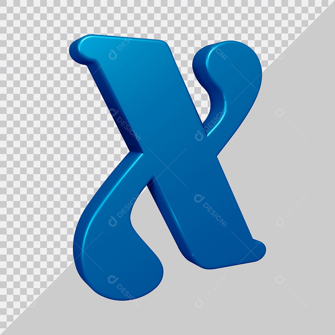 Elemento 3D Para Composição Letra X Azul PSD