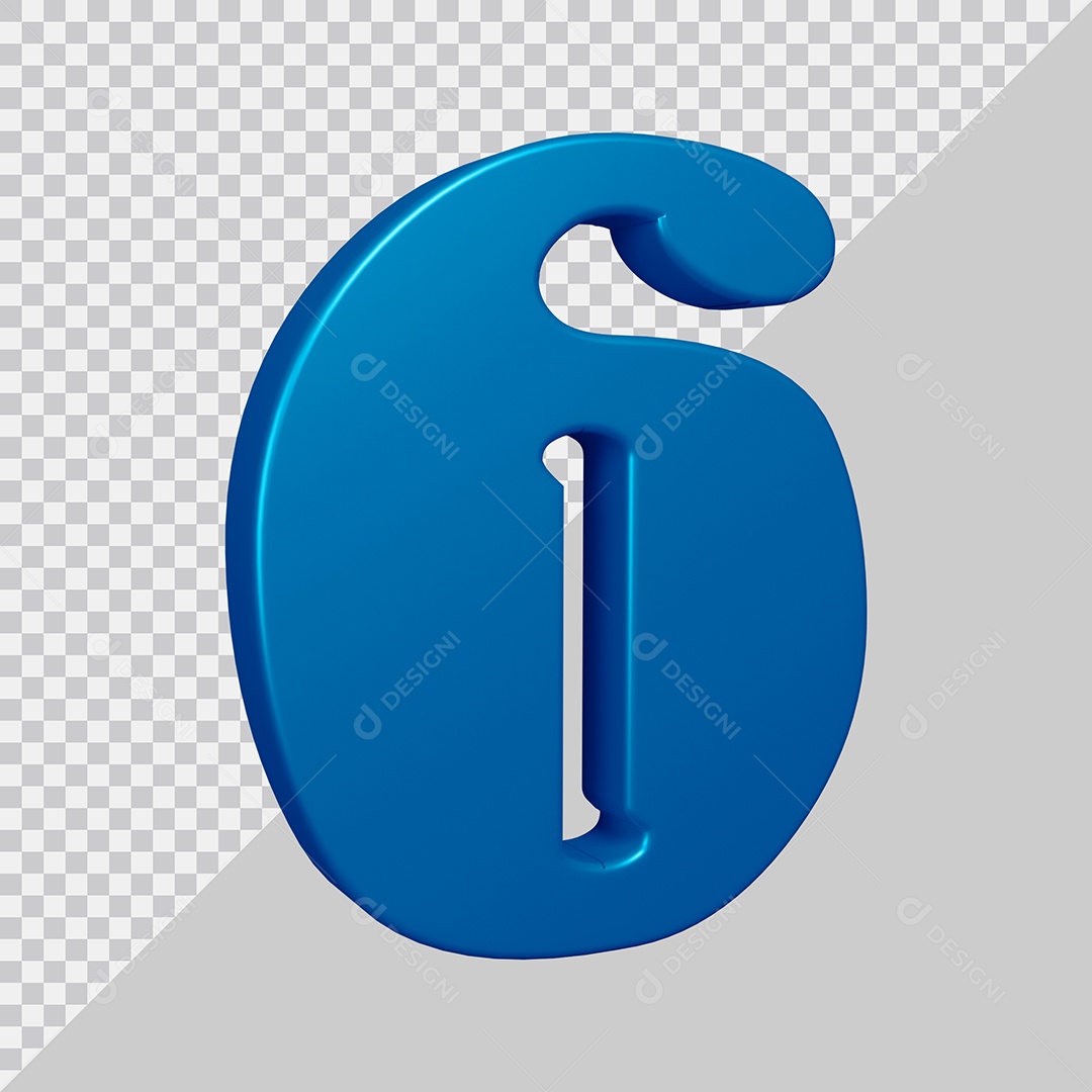 Elemento 3D Para Composição Número 6 Azul PSD