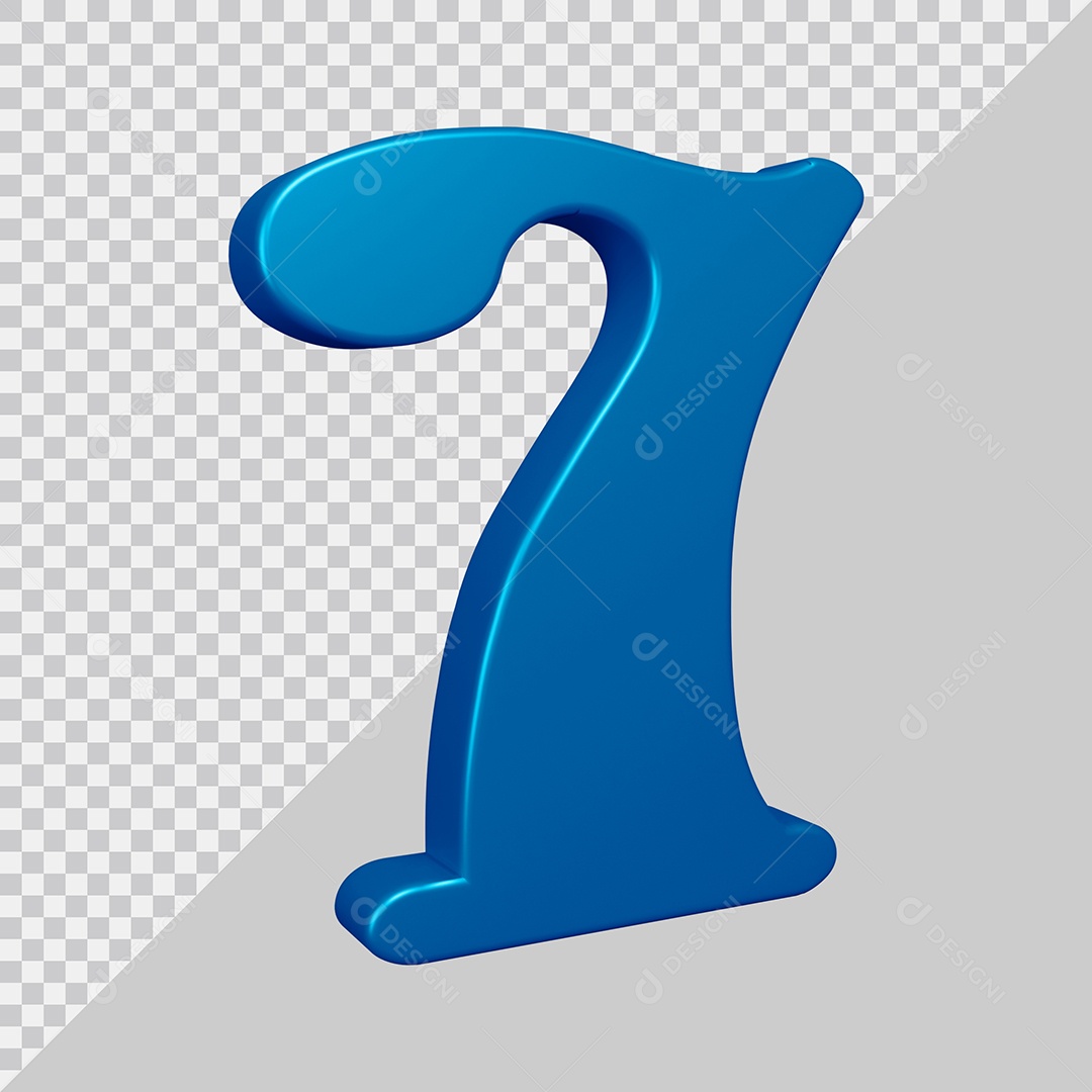 Elemento 3D Para Composição Número 7 Azul PSD