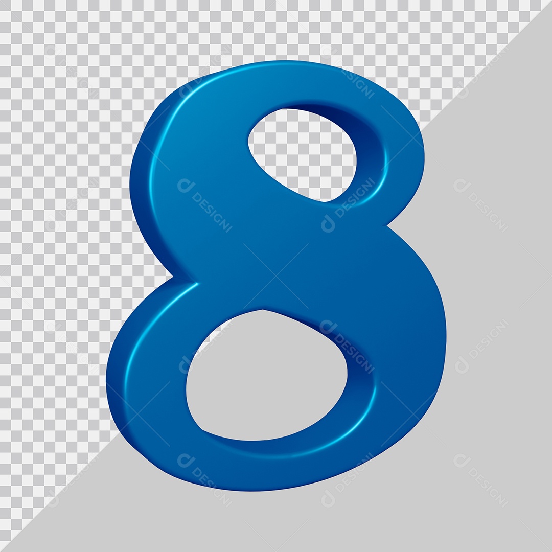 Elemento 3D Para Composição Número 8 Azul PSD