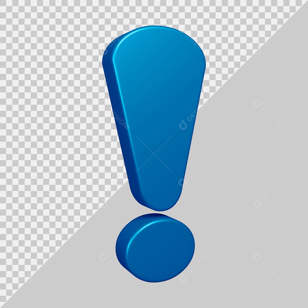 Elemento 3D Para Composição Símbolo de Ponto de Exclamação Azul PSD