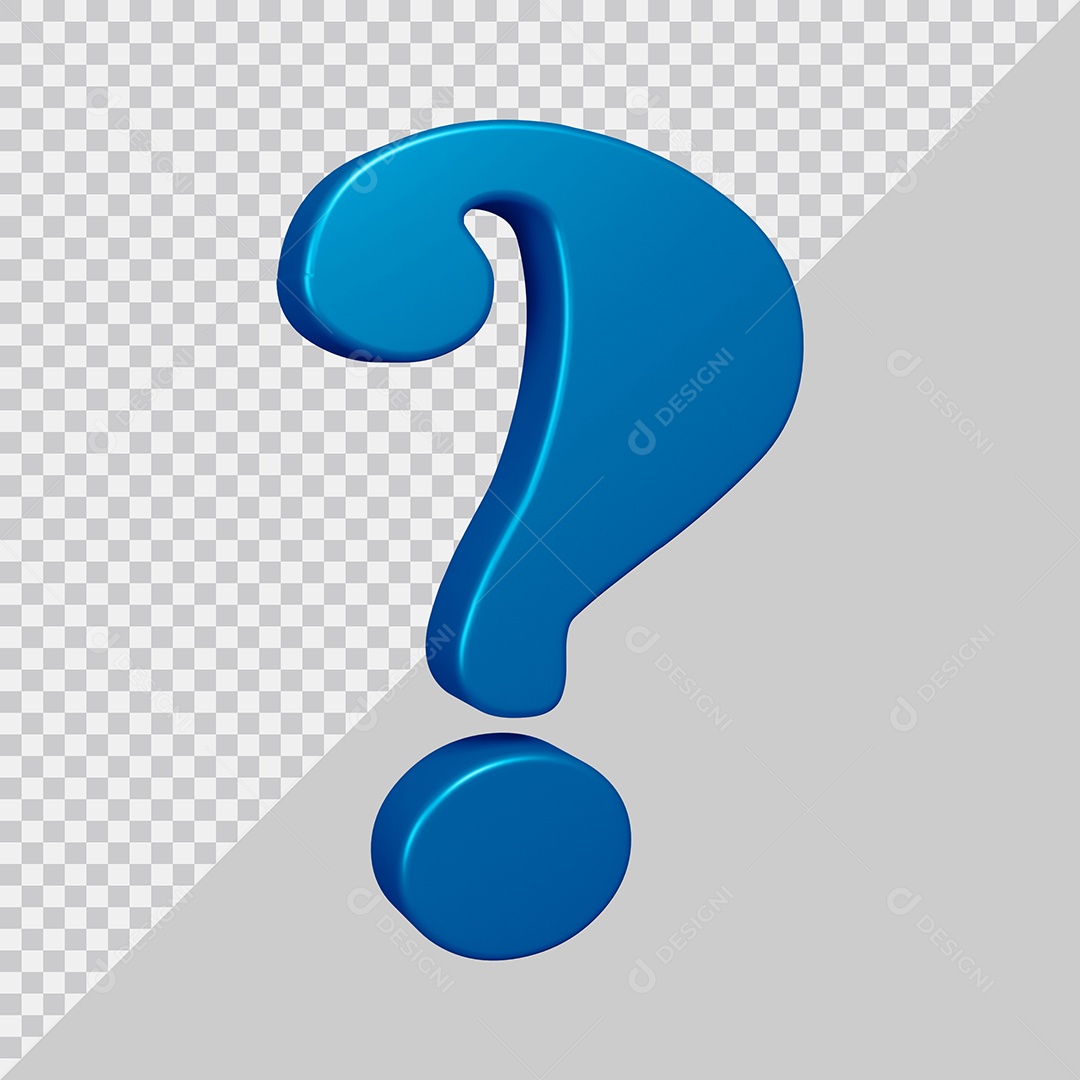 Elemento 3D Para Composição Símbolo de ponto de interrogação Azul PSD