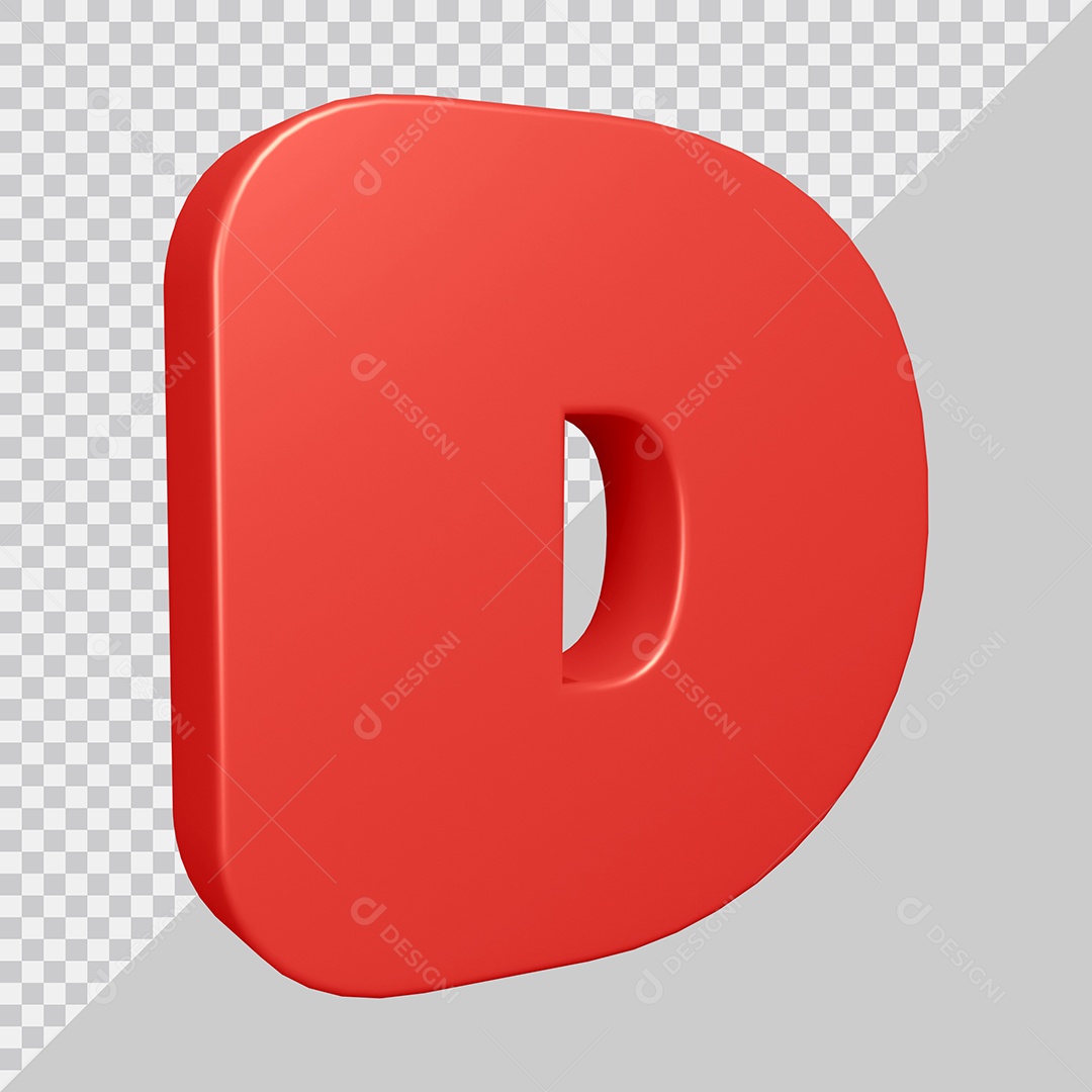 Elemento 3D Para Composição Letra D Vermelha PSD
