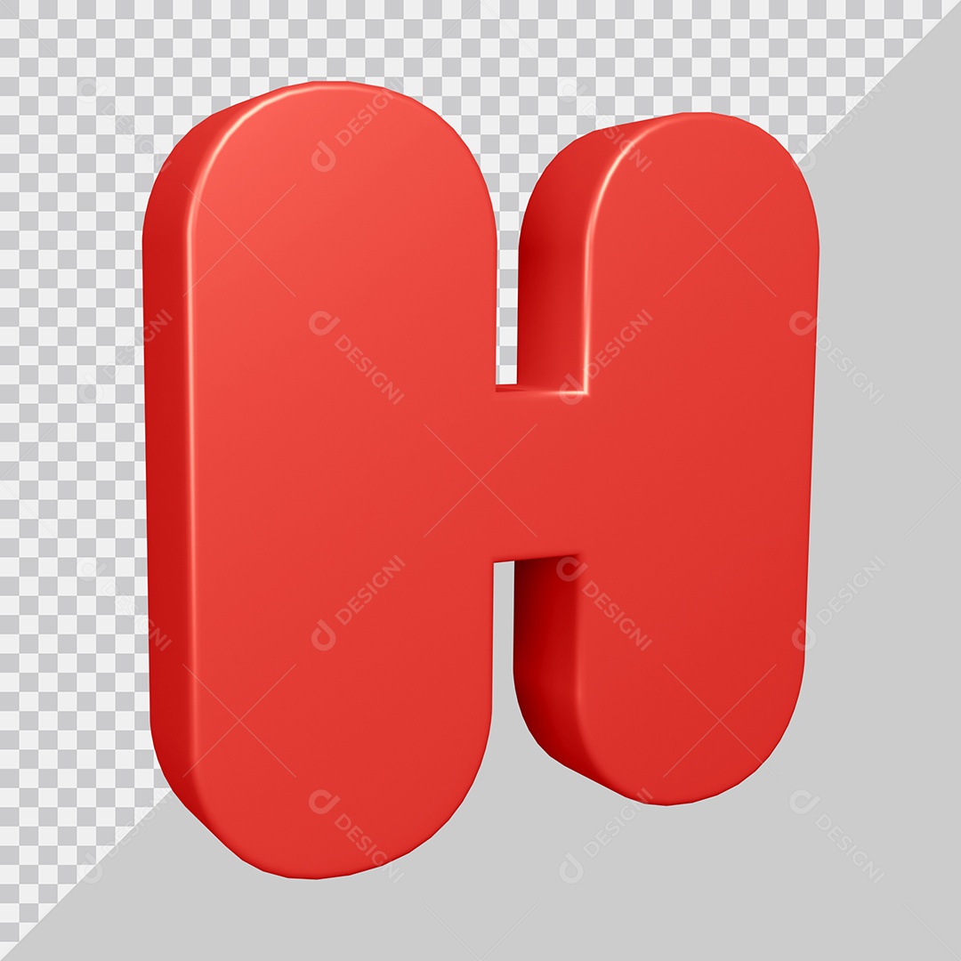 Elemento 3D Para Composição Letra H Vermelha PSD