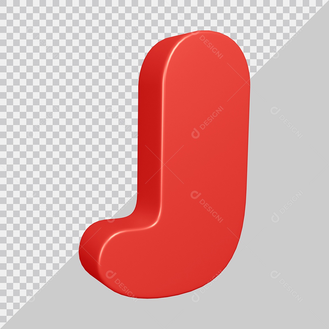 Elemento 3D Para Composição Letra J Vermelha PSD
