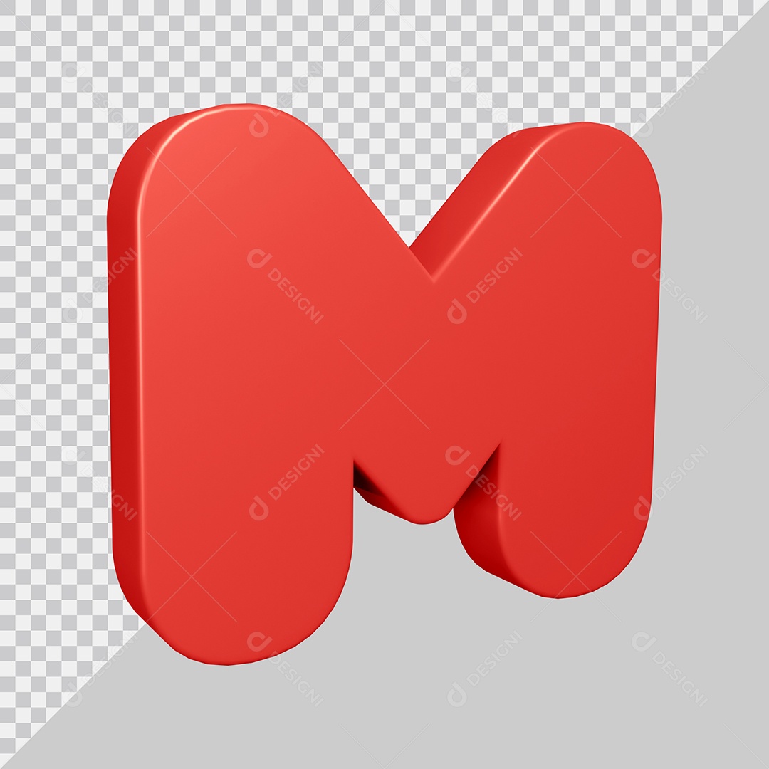 Elemento 3D Para Composição Letra M Vermelha PSD