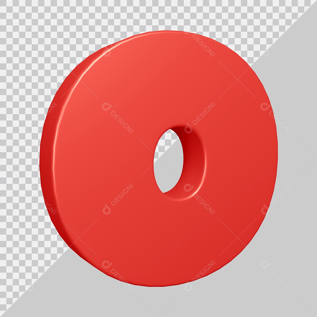 Elemento 3D Para Composição Letra O Vermelha PSD