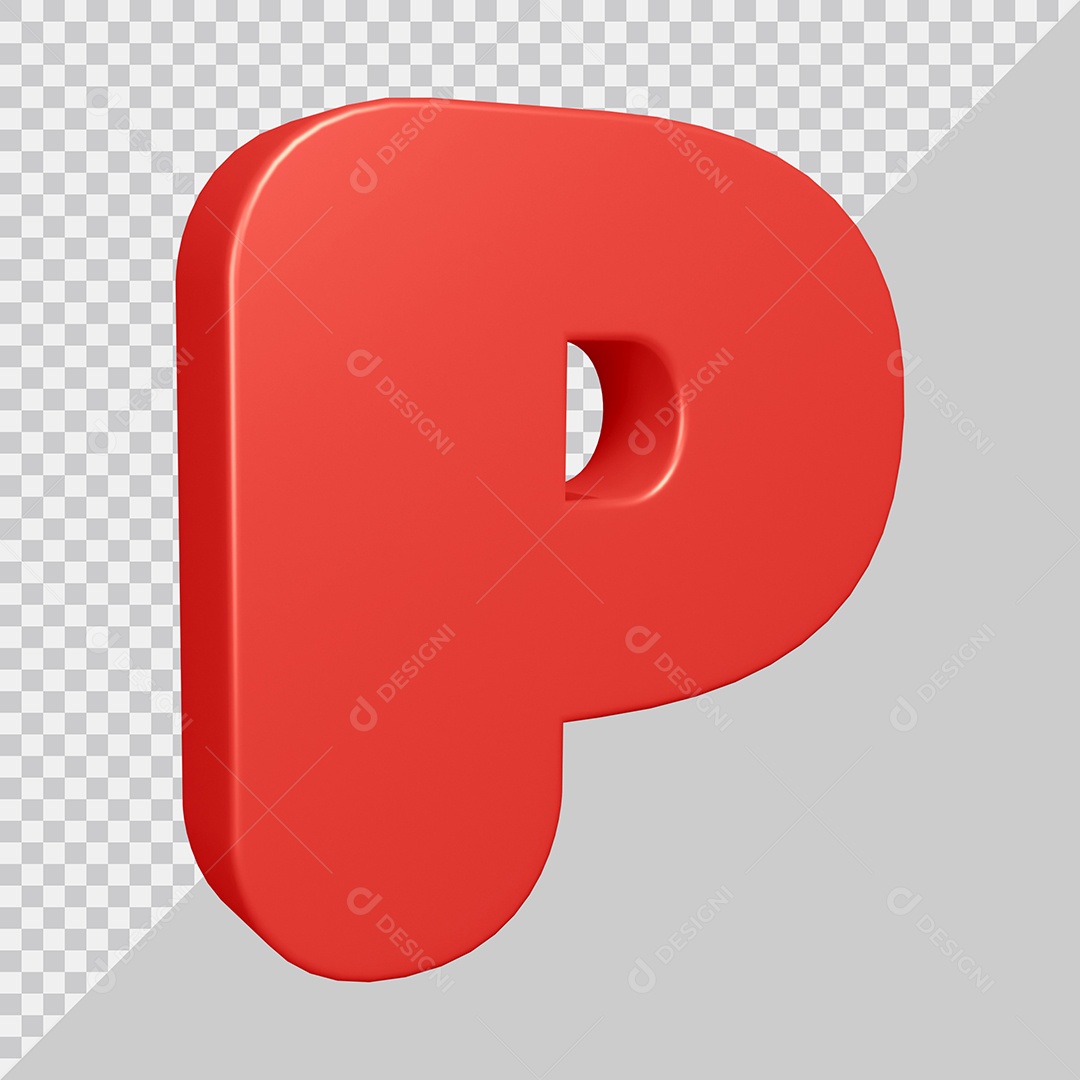 Elemento 3D Para Composição Letra P Vermelha PSD