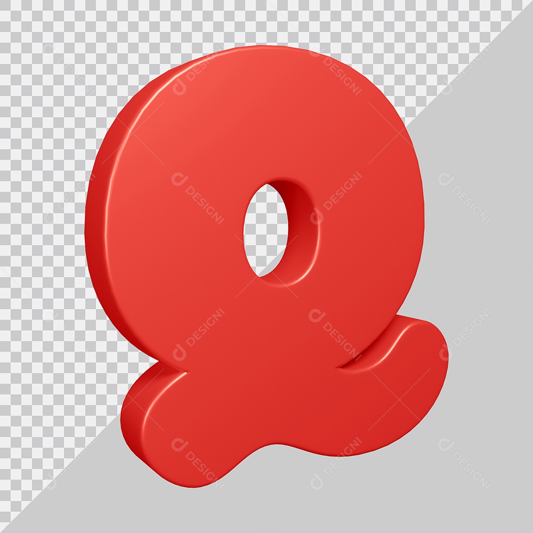 Elemento 3D Para Composição Letra Q Vermelha PSD