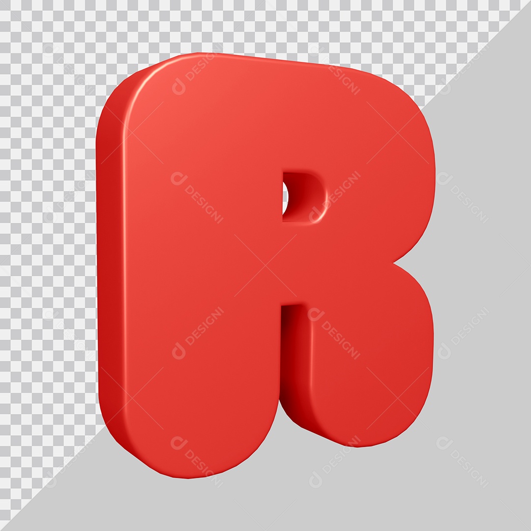 Elemento 3D Para Composição Letra R Vermelha PSD