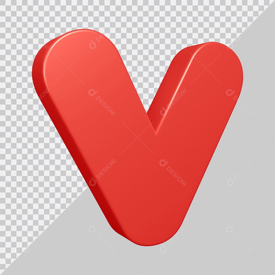 Elemento 3D Para Composição Letra V Vermelha PSD