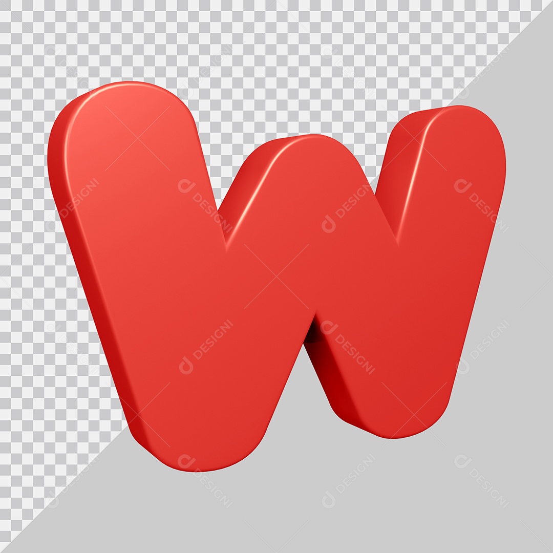 Elemento 3D Para Composição Letra W Vermelha PSD